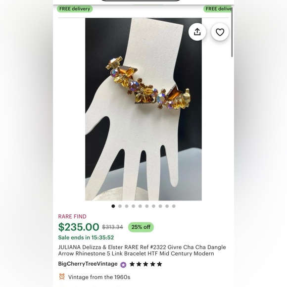 Amazing Vintage 50s Delizza and Elster Bracelet Topaz and Borealis - Picture 6 of 6